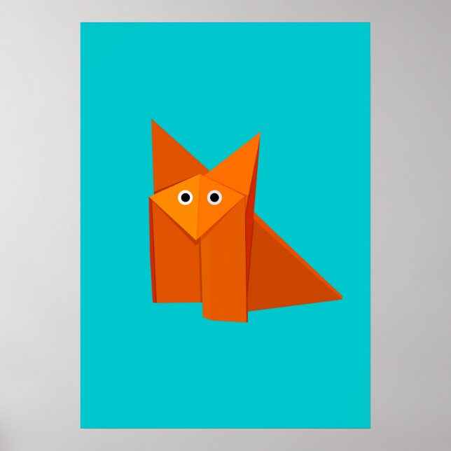 Poster Bright Cute Origami Fox (Devant)