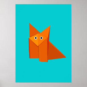 Poster Bright Cute Origami Fox