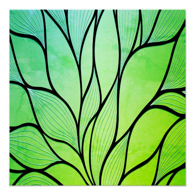 Poster Bright Green Hues Creative Leave Motif (Devant)