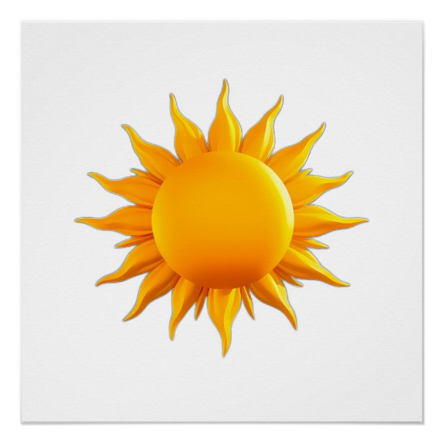 Poster Bright Yellow Sun Illustration with Radiant Rays (Devant)