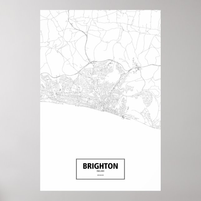 Poster Brighton, Angleterre (noir sur blanc) (Devant)