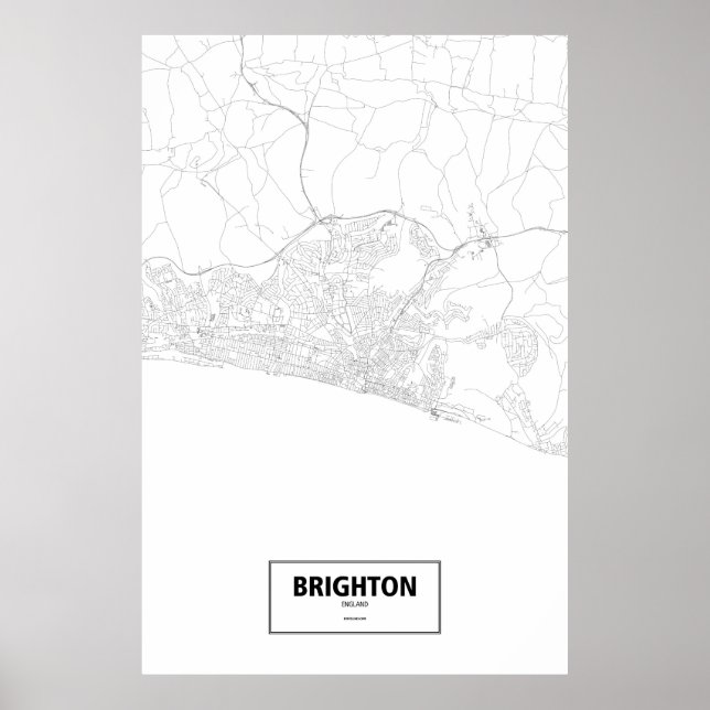 Poster Brighton, Angleterre (noir sur blanc) (Devant)