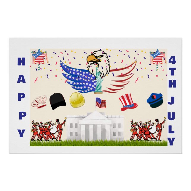 Poster brillant -4 juillet (Devant)