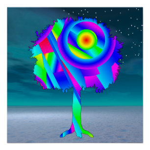 Poster brillant Arbre Arc-en-ciel
