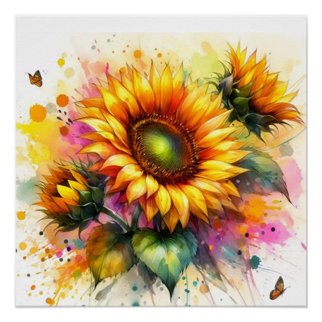 Poster brillant - Belle Tournesol Jaune, Art (Devant)