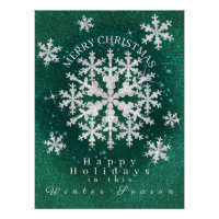 Poster brillant blanc vert des lacs de neige