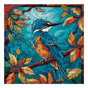 Poster brillant de Kingfisher d'automne