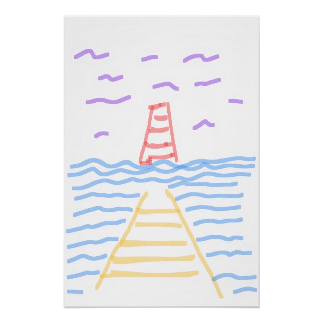 Poster brillant de la jetée et du phare (Devant)