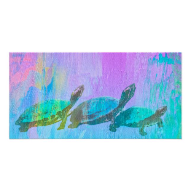 Poster brillant des tortues néon (Devant)