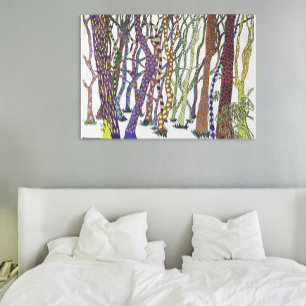 Poster brillant d'une forêt folle colorée heureuse