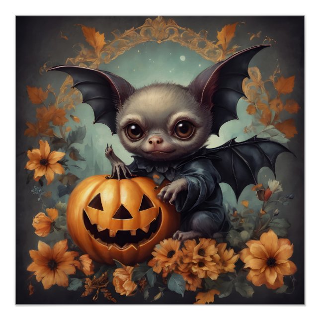 Poster brillant Halloween Bat hb7 (Devant)