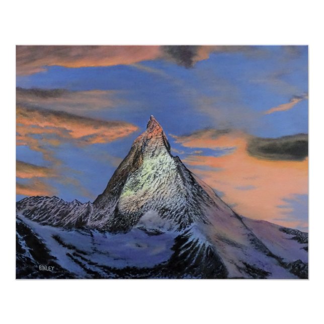 Poster brillant - "Le Cervin au coucher du soleil" (Devant)