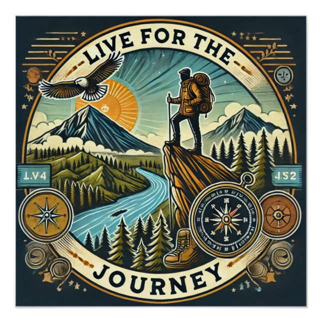 Poster brillant "Live for the Journey" (Devant)