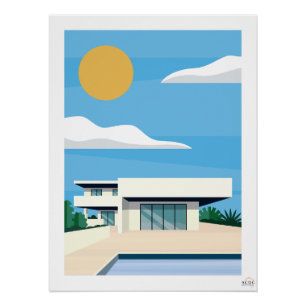 Poster brillant Pool House Flat Design