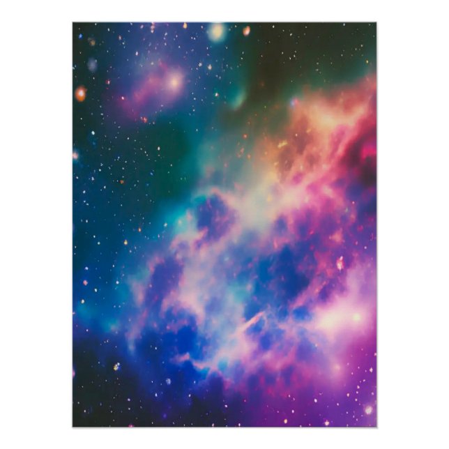 Poster brillant Rainbow Galaxy en floraison (Devant)