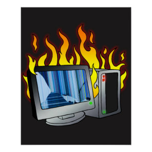 Poster brillant Zazzle Fire d'ordinateur