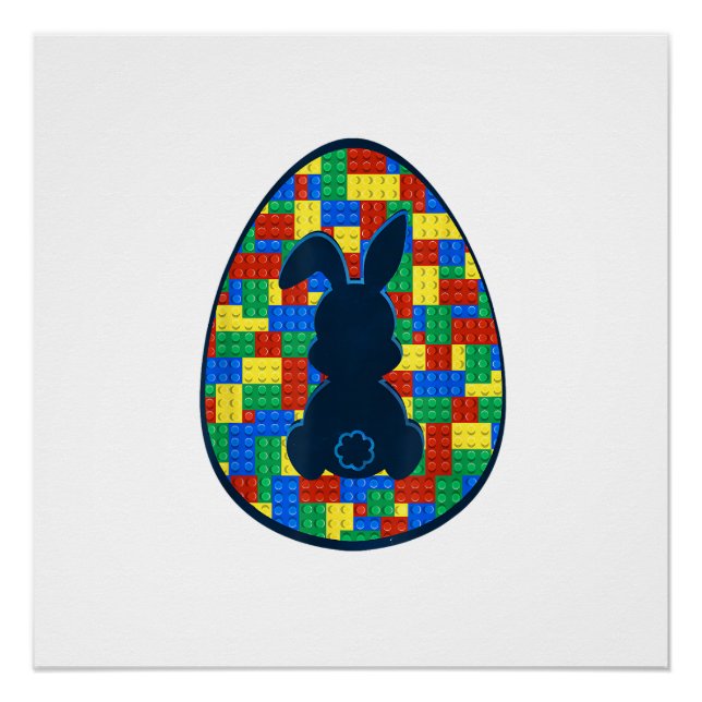 Poster Briques de construction Lapin de Pâques Garçons Fi (Devant)