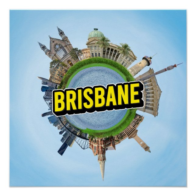 Poster Brisbane minuscule petite planète monument archite (Devant)