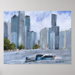 POSTER BRISBANE, QLD, AUSTRALIE,    AQUARELLE