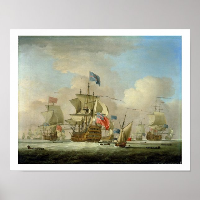 Poster British Men-of-War and a Sloop, c.1720-30 (pétrole (Devant)