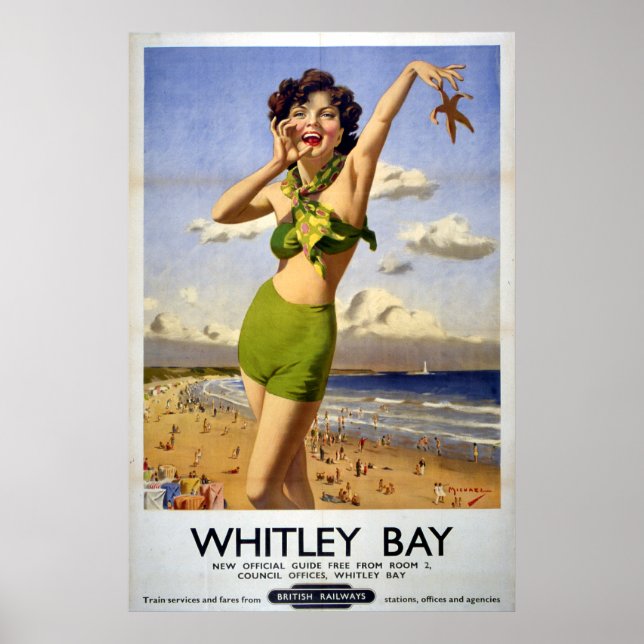Poster British Railways Whitley Bay 1949 (Devant)