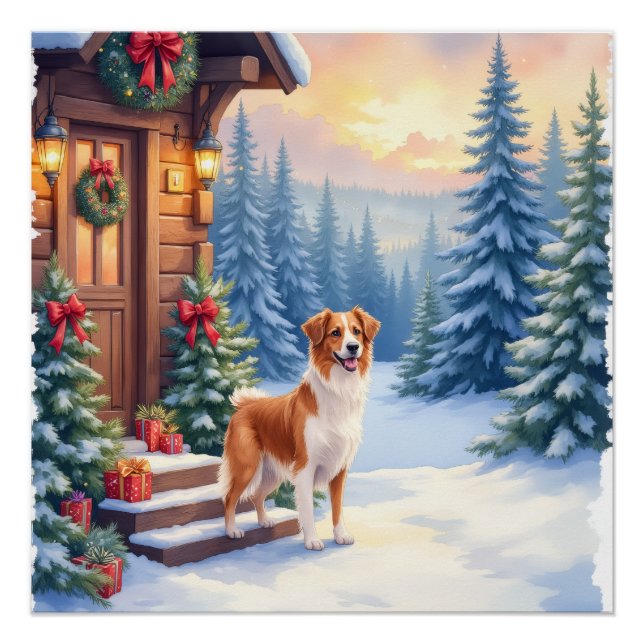 Poster Brittany Rustic Cabin Christmas Winter Art (Devant)