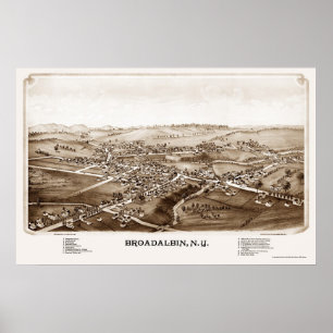Poster Broadalbin, NY Carte panoramique - 1880
