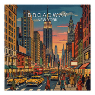 Poster Broadway New York Voyage Art Vintage