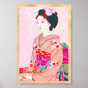 Poster Brocard de Kyoto, quatre feuilles - dame de