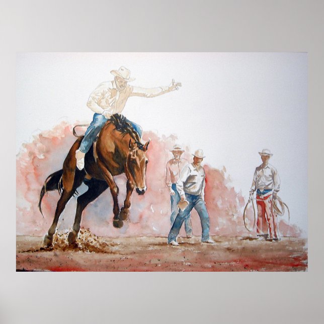 Poster Bronc Riding Cowboy (Devant)