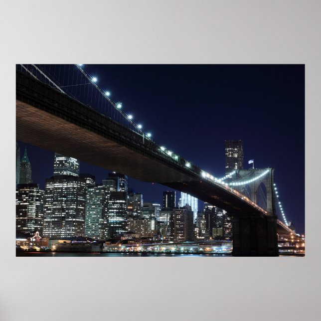 Poster Brooklyn Bridge à Night, New York City (Devant)
