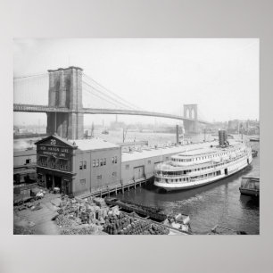 Poster Brooklyn Bridge and Docks, 1905. Photo vintage