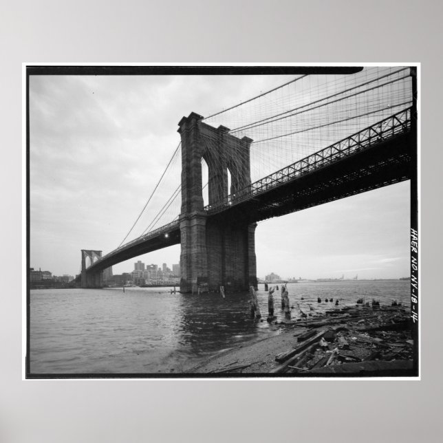 Poster Brooklyn Bridge Photographie noir et blanc (Devant)