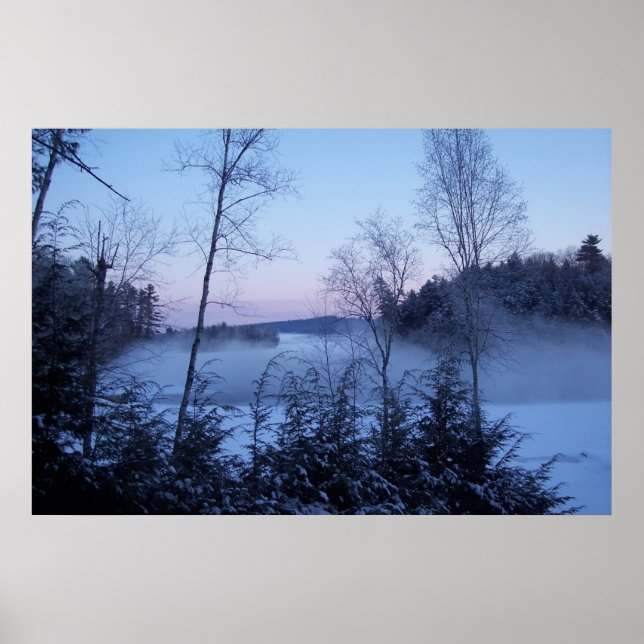 Poster Brouillard matinal à travers le lac (Devant)