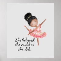 Poster Brown fille Ballerina avec devis