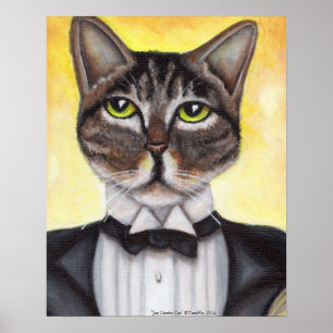 Poster Brown Tabby Chat Portant Tuxedo Feline Dand