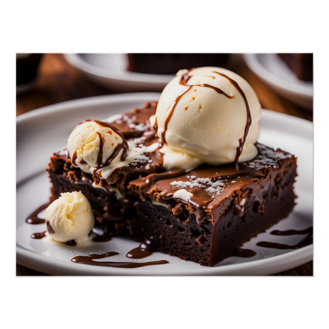 Poster Brownie Avec Crème De Glace En Haut (Devant)
