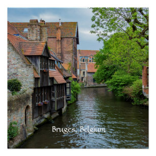Poster Bruges, Belgique (étiqueté)