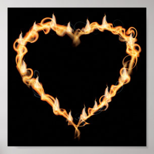 Poster Brûler le coeur du feu Noir foncé Love Graphics