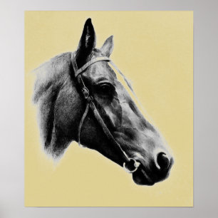 Poster brun Cheval Jaune Tête Dessin Oeuvre