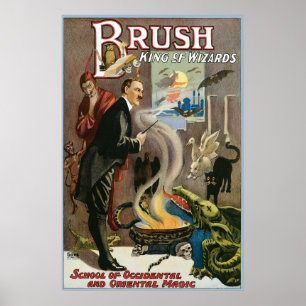 Poster Brush ~ King of Wizards Vintage Magic Act