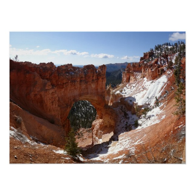 Poster Bryce Canyon Pont naturel Paysage neigeux Photo (Devant)