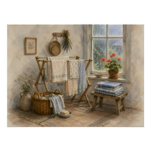 Poster Buanderie de Cottage Jour de Pluie