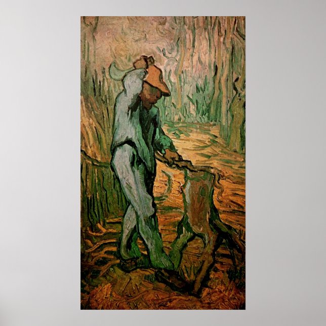 Poster Bûcheron (d'après Millet) par Vincent van Gogh (Devant)