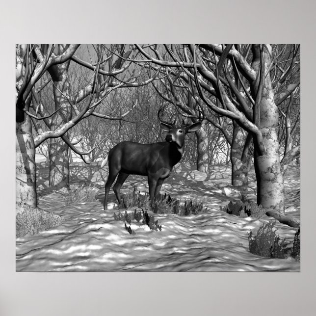 Poster Buck d'hiver B/W (Devant)