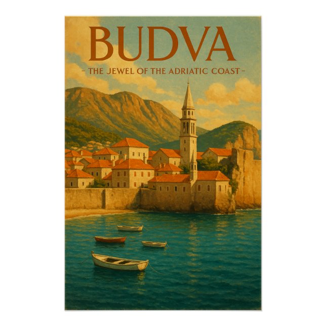 POSTER BUDVA — THE JEWEL OF THE ADRIATIC COAST (Devant)