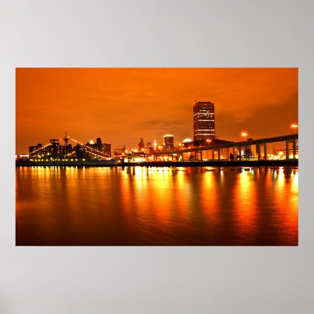 Poster Buffalo NY, Ciel nocturne (Devant)