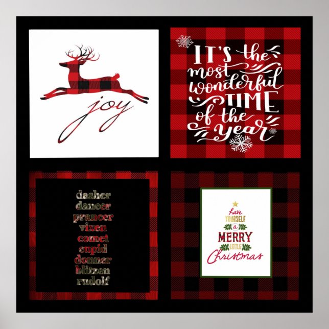 Poster Buffalo Plaid with Christmas Citations (Devant)