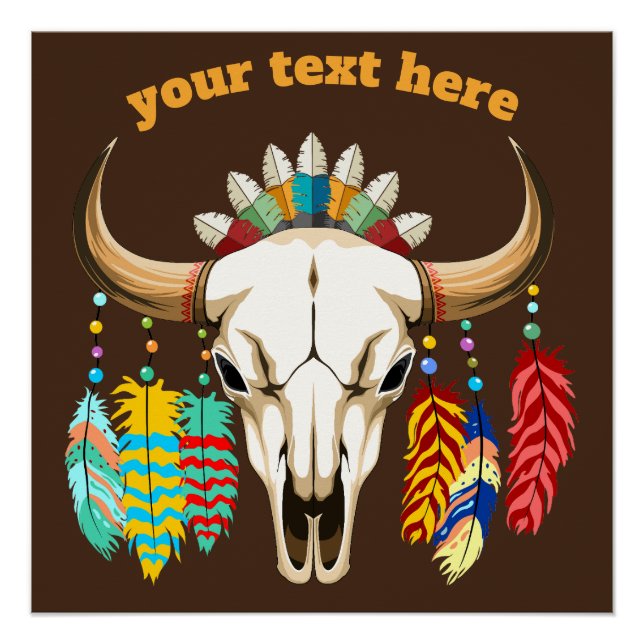 Poster Buffalo Skull Native American Emblem (Devant)