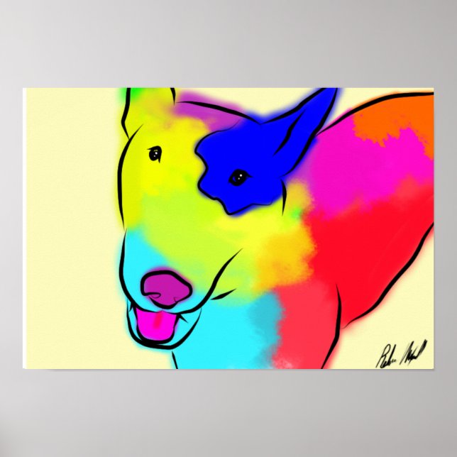 Poster Bull Terrier Abstrait (Devant)
